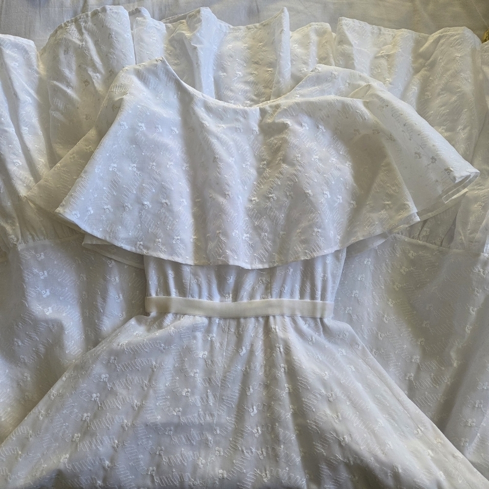 White Ruffled Prairie Dress - Picture 9 of 14